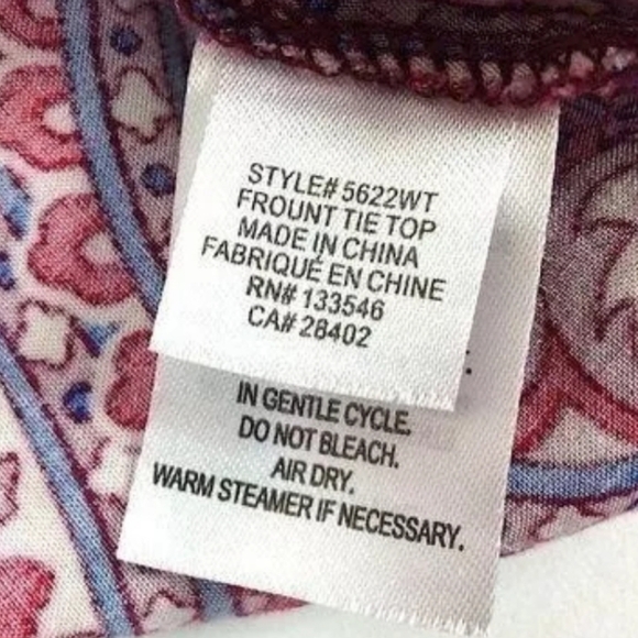 Crosby Boho Paisley Tie Gathered Waist Long Sleeve Blouse Women's M Fall - Picture 7 of 12